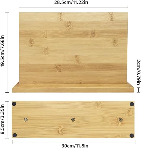 Miniatura 7 de Soporte magnético de bambú de doble cara, almacenamiento de cocina con imanes fuertes para cuchillos y utensilios, moderno bloque de cuchillos de