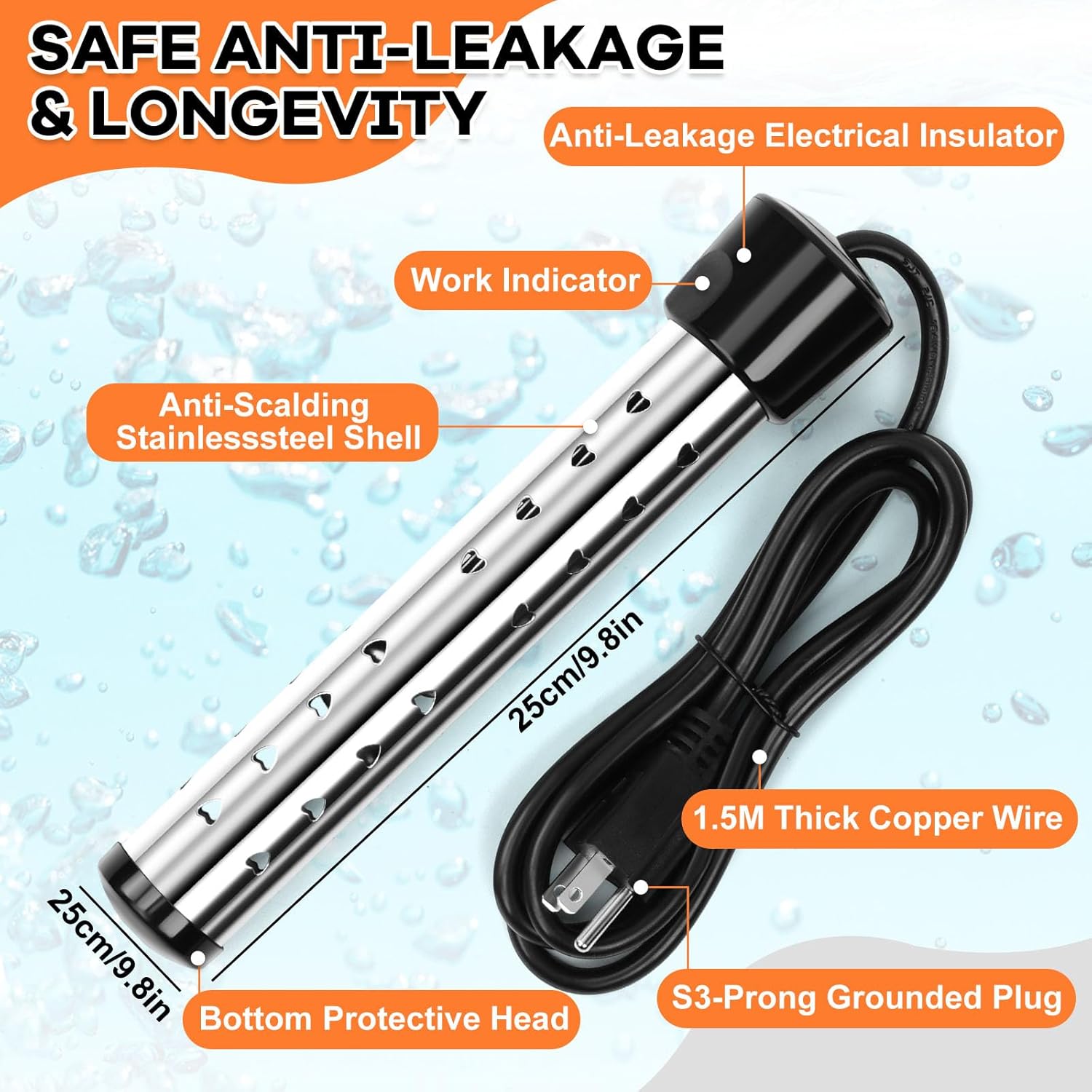 Portable Shower with Heater, 2500mAh Rechargeable Portable Camping Shower Pump with Light, 5 Gal Foldable Bucket, Digital Display for Hiking, Travel, Pets & Car Washing, Wartering Plants