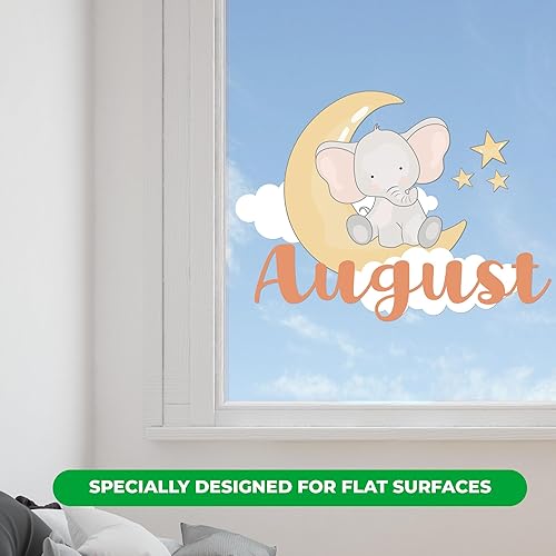 Miniatura 3 de EGD Calcomanías de pared de elefante con estrellas y nubes para bebé niña o niño, nombre personalizado para decoración de pared de guardería,