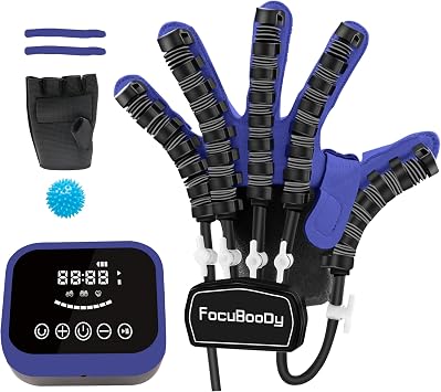 Rehabilitation Robot Gloves for Stroke Recovery Hemiplegia Finger Hand Function Rehabilitation Therapy Arthriti Glove Blue Size S Left Hand