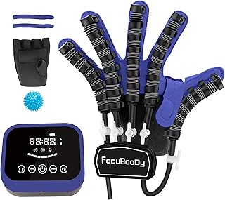 FocuBoody Hand Rehabilitation Robot Gloves Mobility Finger Training Equipment For Hemiplegia Stroke Cerebral Palsy Patient Left(Blue L)