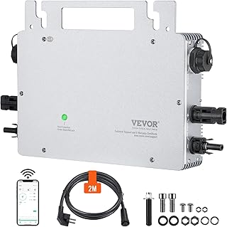 VEVOR Solar-Grid-Tie-Wechselrichter, 600 W, IP67 wasserdichter Solarstrom-Wechselrichter, DC 18–50 V Betriebsspannung mit APP-WLAN-Antennen-Netzkabel