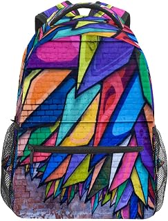 Mochila escolar para meninos e meninas rabiscos coloridos com pintura de rua bolsa de ombro para estudantes, bolsa de ombro para meninos e meninas, bolsa de viagem para trilhas, acampamento, mochila de dia