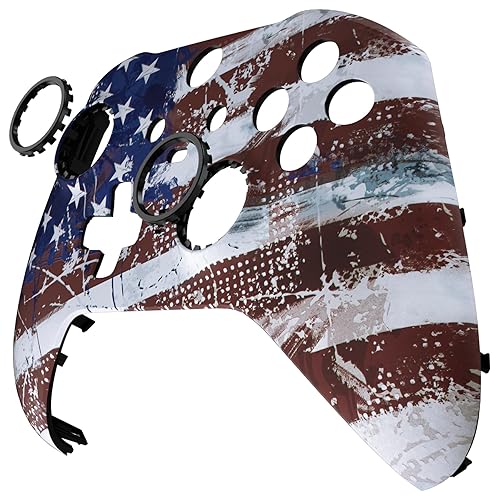 Miniatura 7 de eXtremeRate Impression US Flag Replacement Faceplate Cover for Xbox One Elite Controller Series 2 (Model 1797), Soft Touch Front Housing Shell &