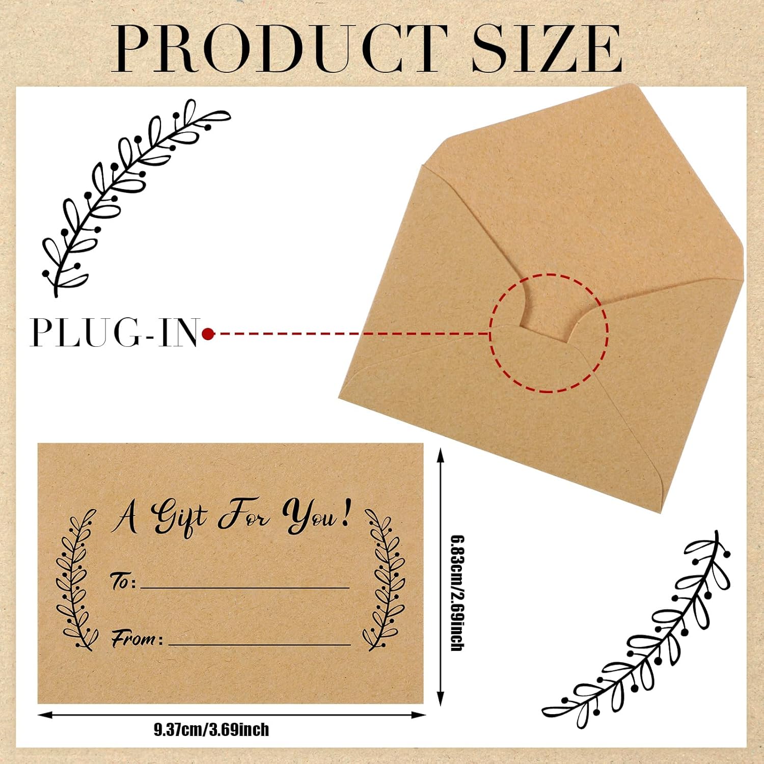 Gueevin 600 Pcs Mini Gift Card Envelopes Holiday Card Sleeves Gift Holder Small Envelopes Bulk for Note Mailing Office Wedding Birthday Party, 3.69 x 2.69 in(Brown,Kraft Paper)