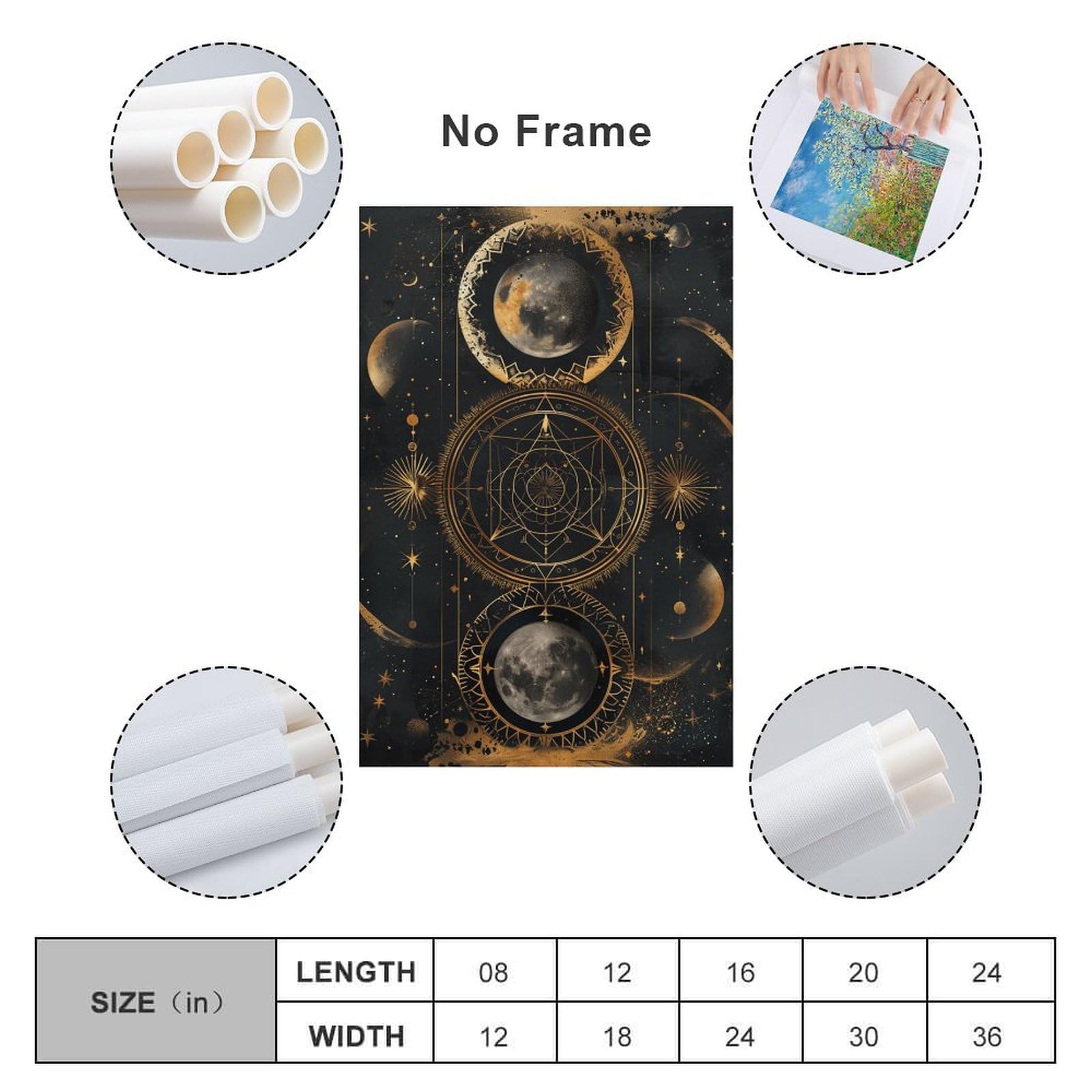 Amazon.co.jp: 絵画 占星術のシンボル月と惑星インテリア 絵画 黄金の