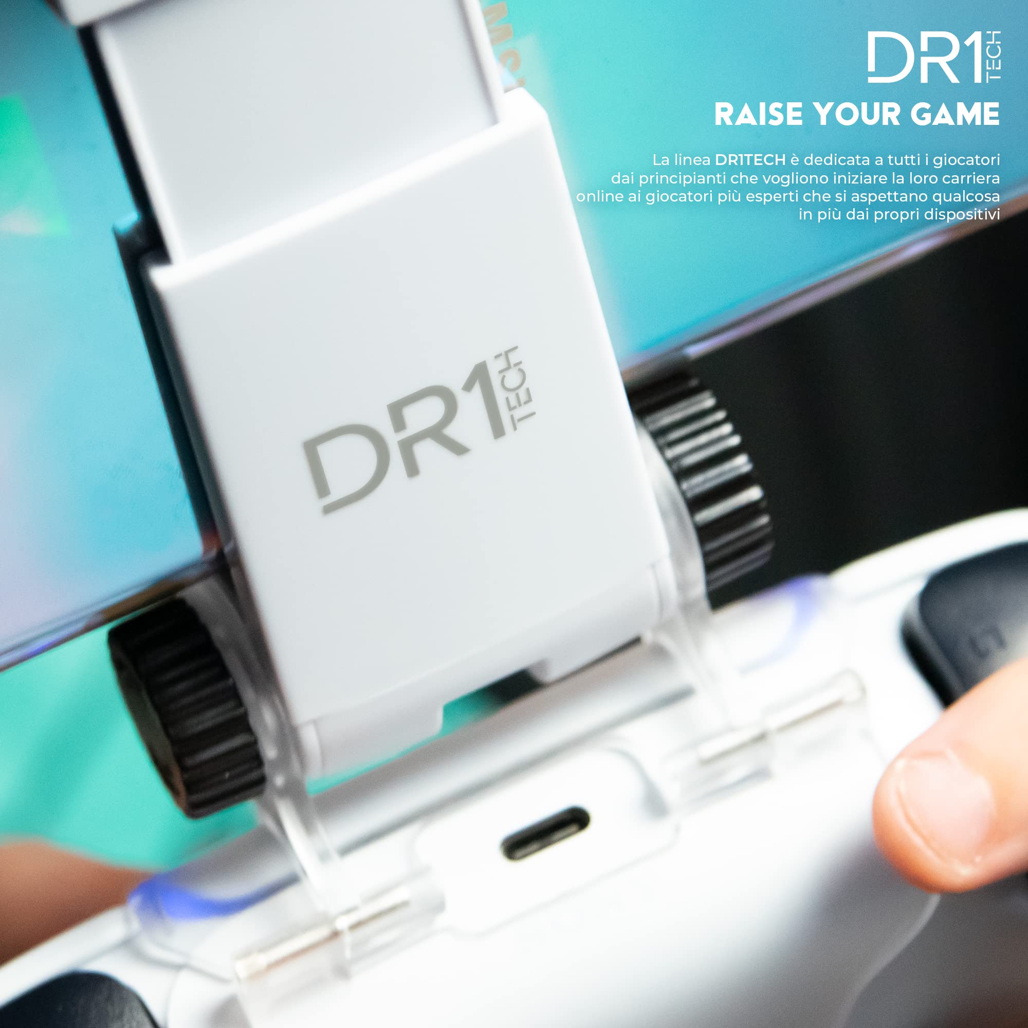 DR1TECH GameGrip5+ Smart Clip per Controller Dualsense PS5 compatibile con Smartphone iPhone/Android - Supporto Cellulare per Joystick (Controller NON Incluso)