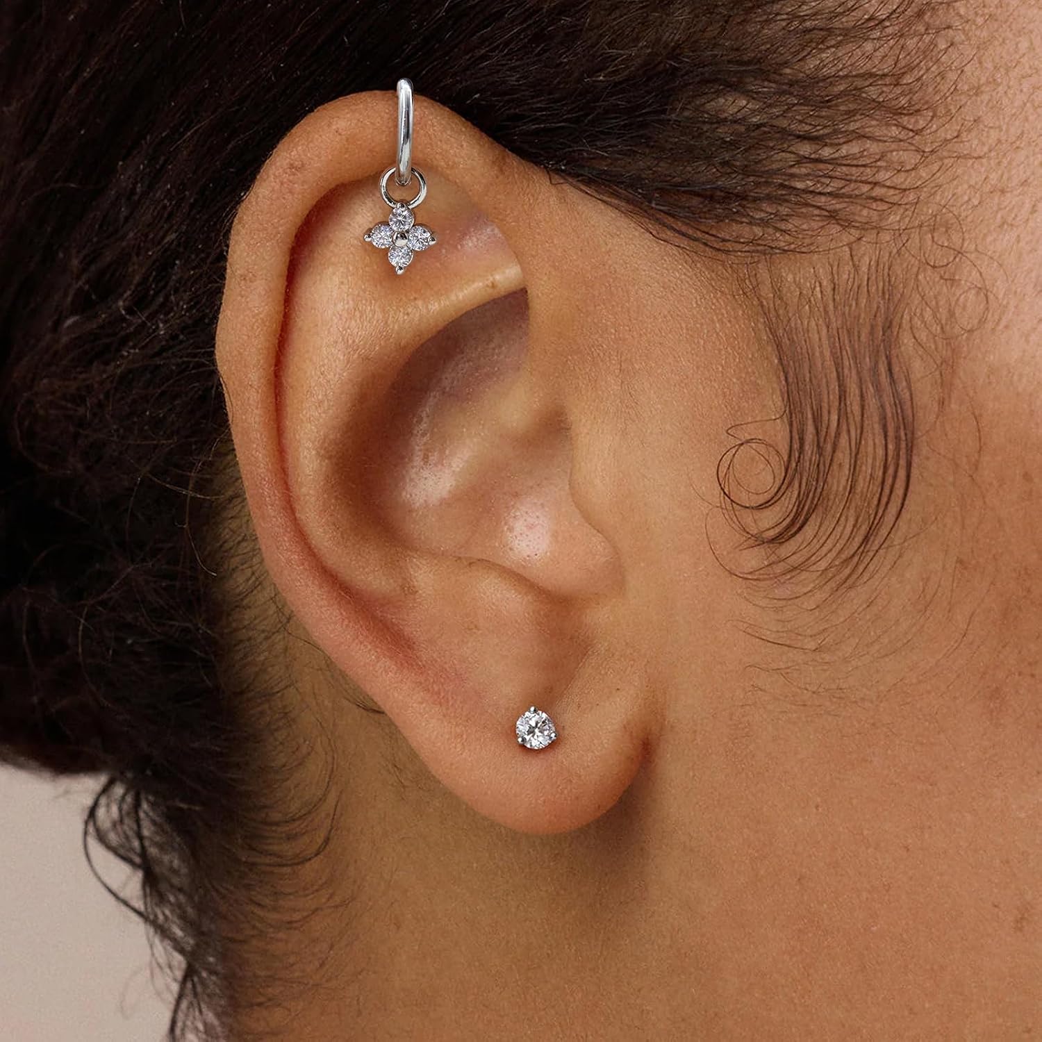 2Pcs 16G Dangle Rook Hoop Earrings Piercing Jewelry for Women Men G23 Titanium Helix Lobe Conch Daith Cartilage Earrings Piercing Jewelry