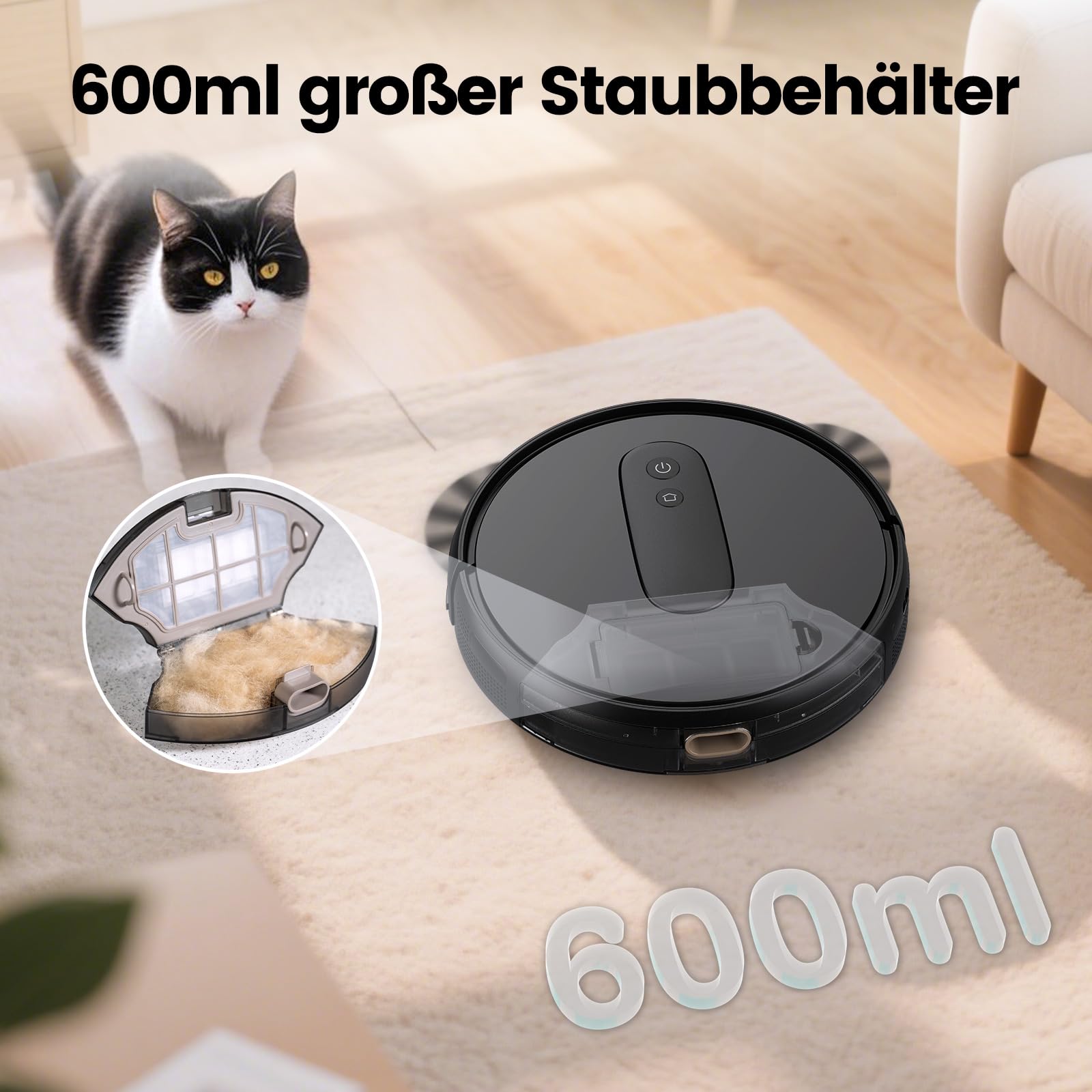 FIXR P25 Saugroboter, Staubsauger Roboter mit 4000 Pa Saugkraft, Roboterstaubsauger mit Ladestation, Saugroboter ohne Wischfunktion für Teppich Tierhaare Hartböden, 120 Min Laufzeit, APP Steuerung