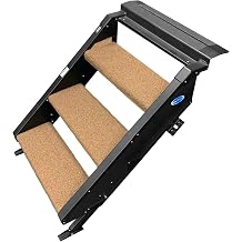 Prest-O-Fit 2-0519 Trailhead Step Rug 19.5 in. W 3 Pc Set Fits MORryde StepAbove 3 Step - Buckskin Brown | 19.5 in wide treads, bristle texture brushes away dirt, UV-protected, includes springs and hook-and-loop strips