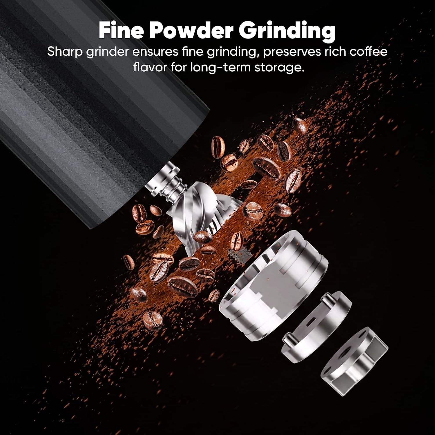 Portable Coffee Bean Grinder for Travel, 24 Adjustable Grind Setting