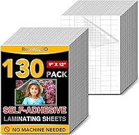 Vista 1 de 130 hojas de laminación autoadhesivas, 9 x 12 pulgadas, hojas laminadoras transparentes, no necesitan máquina, hojas laminadas autosellantes
