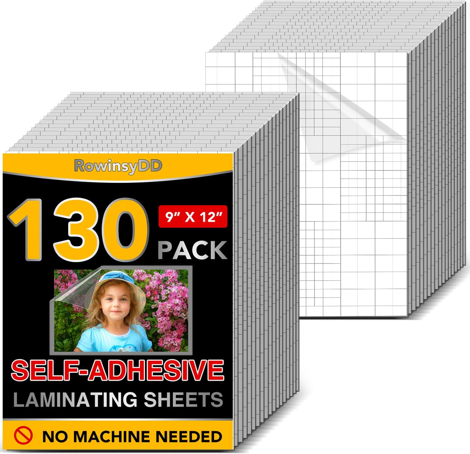 130 Pieces Self Adhesive Laminating Sheets, 9" x 12" Transparent Laminating Sheets, No Machine Required, Self Sealing Laminate Sheets