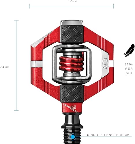 Vista 47 de Crankbrothers Candy Clip-In MTB Bike Pedal – Gravel/XC/Trail Pedal de bicicleta ligero, entrada de 4 lados, flotador personalizable, rodamientos Rojo