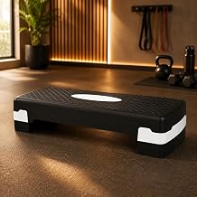 2 Kademeli Ayarlanabilir Step Tahtas , Kaymaz Y zeyli Aerobik Fitness Kardiyo Egzersiz Platformu, Siyah Beyaz Ev Spor Stepper Tahtas , 10-14 cm Y kseklik