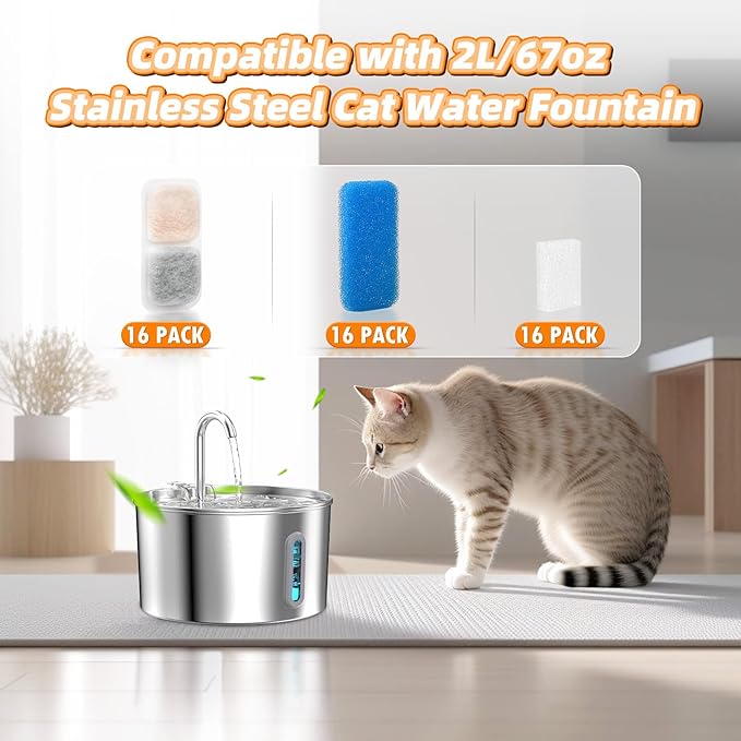 16 Filtros para Fuente de Agua para Gatos Compatible con oneisall 2L miniatura 2