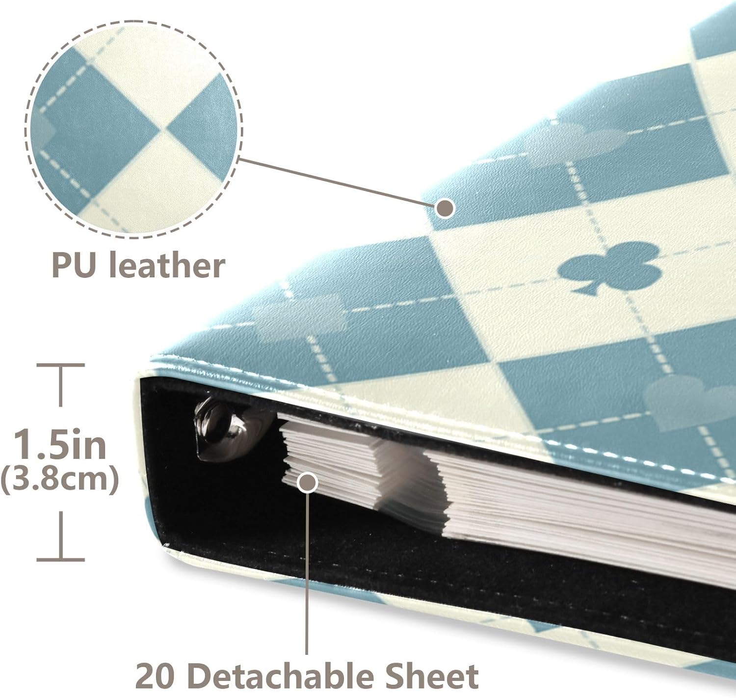 PU leather Blue Beige Poker Family Photo Album Picture Album Self Adhesive