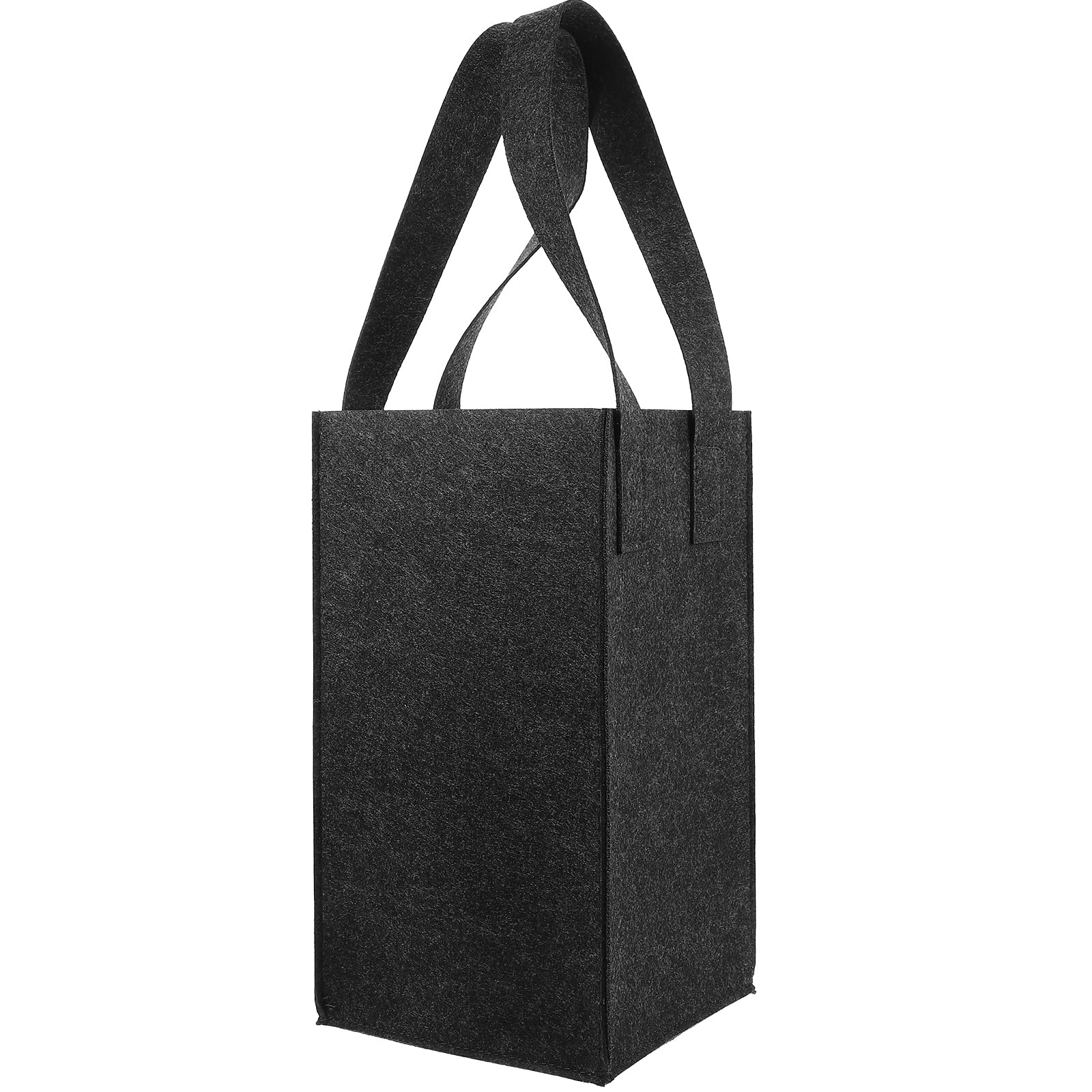 jojofuny Portable Felt Wine Bottle Bag, 4 Bottle Carrier, Insulated Storage Tote for Red Wine Black, 16x15x28cm