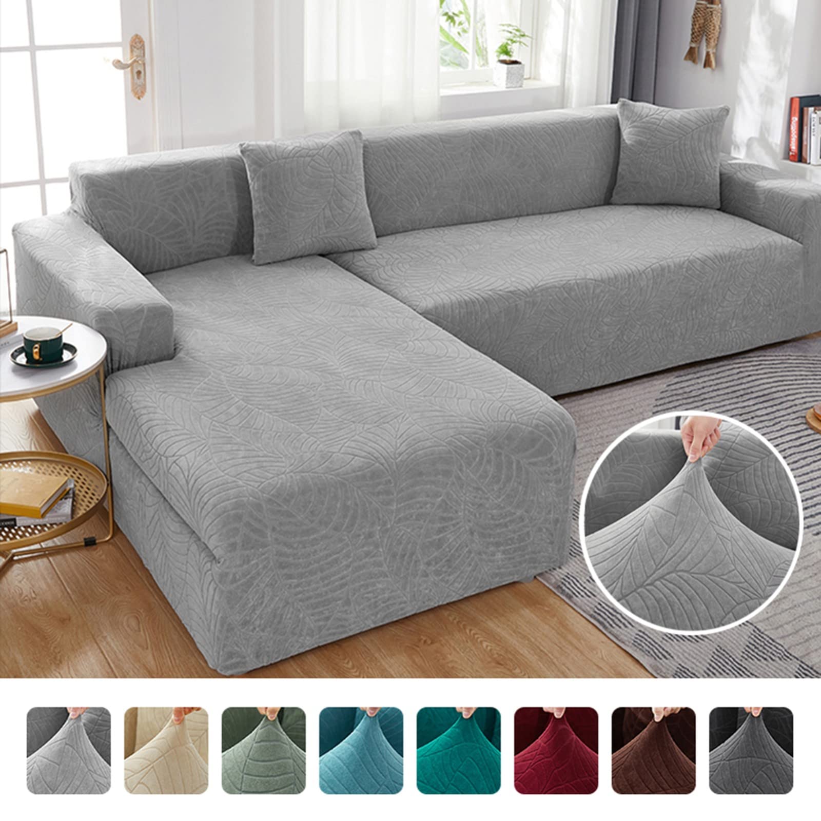 Copridivano angolare Universale,Copridivano con penisola Jacquard Elasticizzato,1/2/3/4 posti Copridivano Chaise Longue Antiscivolo all-Inclusive per Camera da Letto