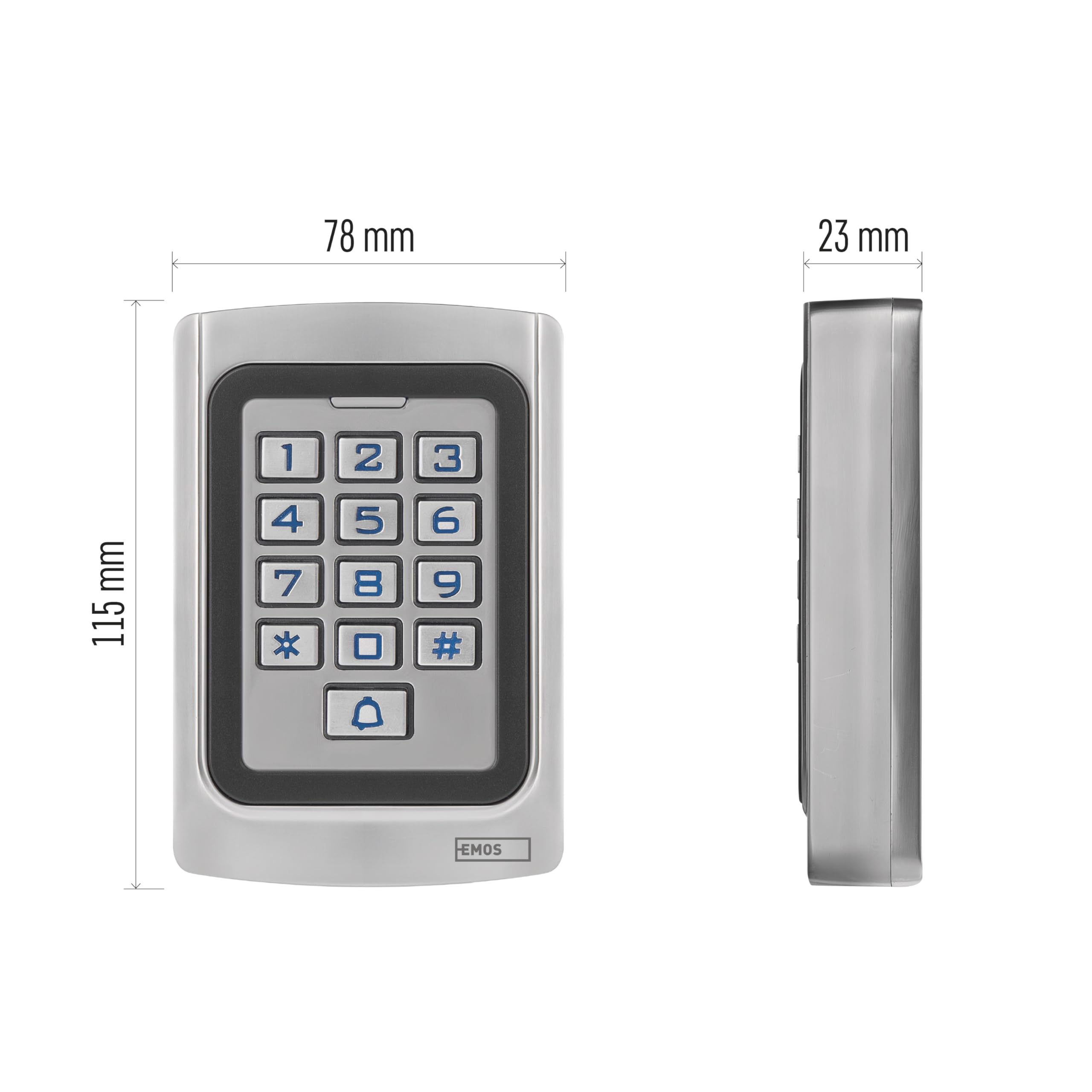 EMOS Gosmart Zugangskontrolle-Tastatur mit integriertem RFID Lesegerät und App, Smart Home Codeschloss für Türe und Tore, wasserdichte Schloss-Tastatur für RFID Karte/Chips, Tür Access Control