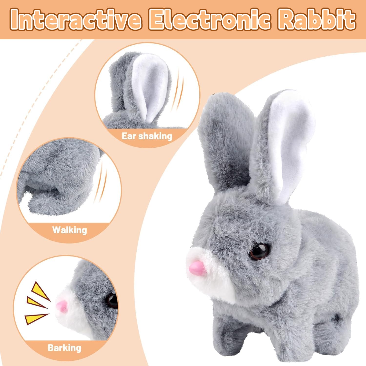 Pipihome Easter Bunny Toys Interactive Rabbit Toy with Carrot - Image 2
