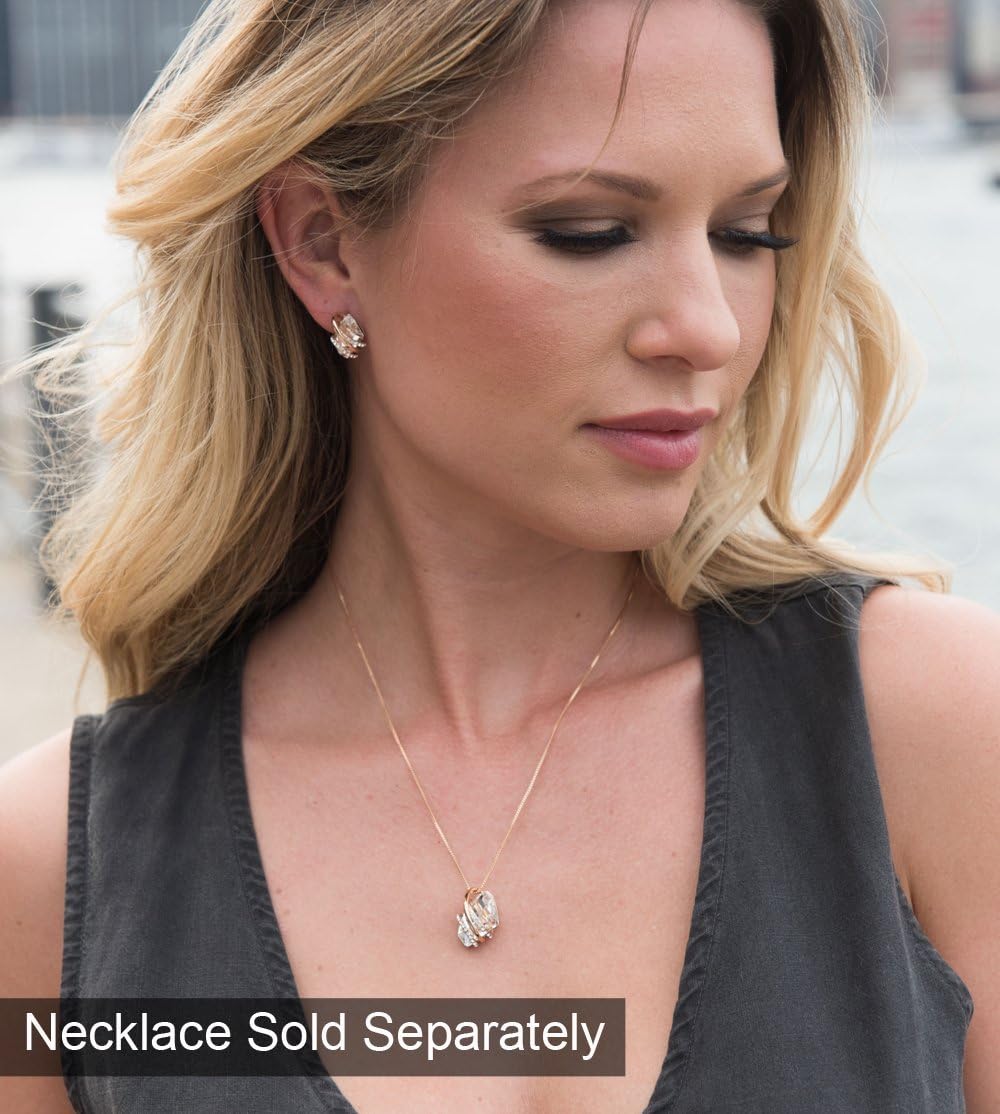 Leafael Wish Stone Stud Earrings with Birthstone Crystals, 18K Rose Gold Plated or Silver-tone - Image 6