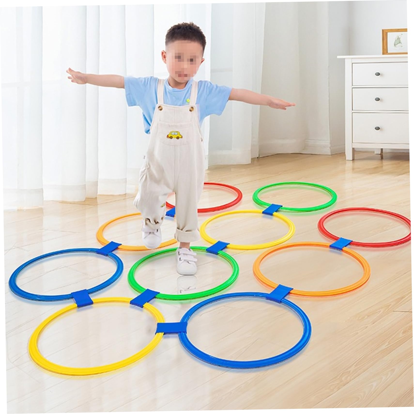 10 Anelli per Campana, Cerchi in plastica con connettori, Giocattolo da Esterno per Bambini