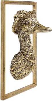 Vintage Gold Goose Resin Animal Heads Wall Decor - Exquisite Wall Hanging Sculptures for Living Room, Bedroom, Office - Handmade Home Art DecorDuck