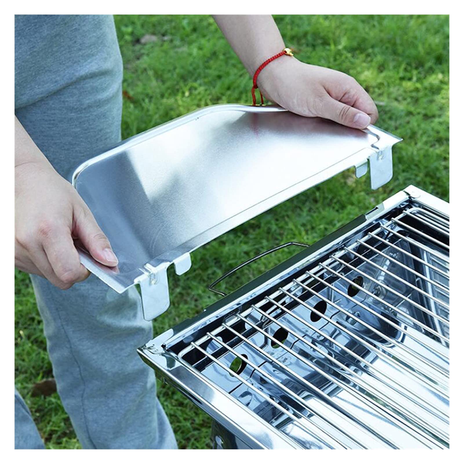Fornacella a carbone tonda Barbecue portatile con ruote ripiano griglia
