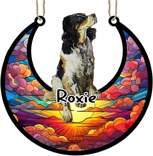 Vista 247 de LOVELYPOD Adorno de Navidad personalizado de perro pastor alemán, atrapasoles conmemorativo, adorno de Navidad de pastor alemán con nombre, pérdida