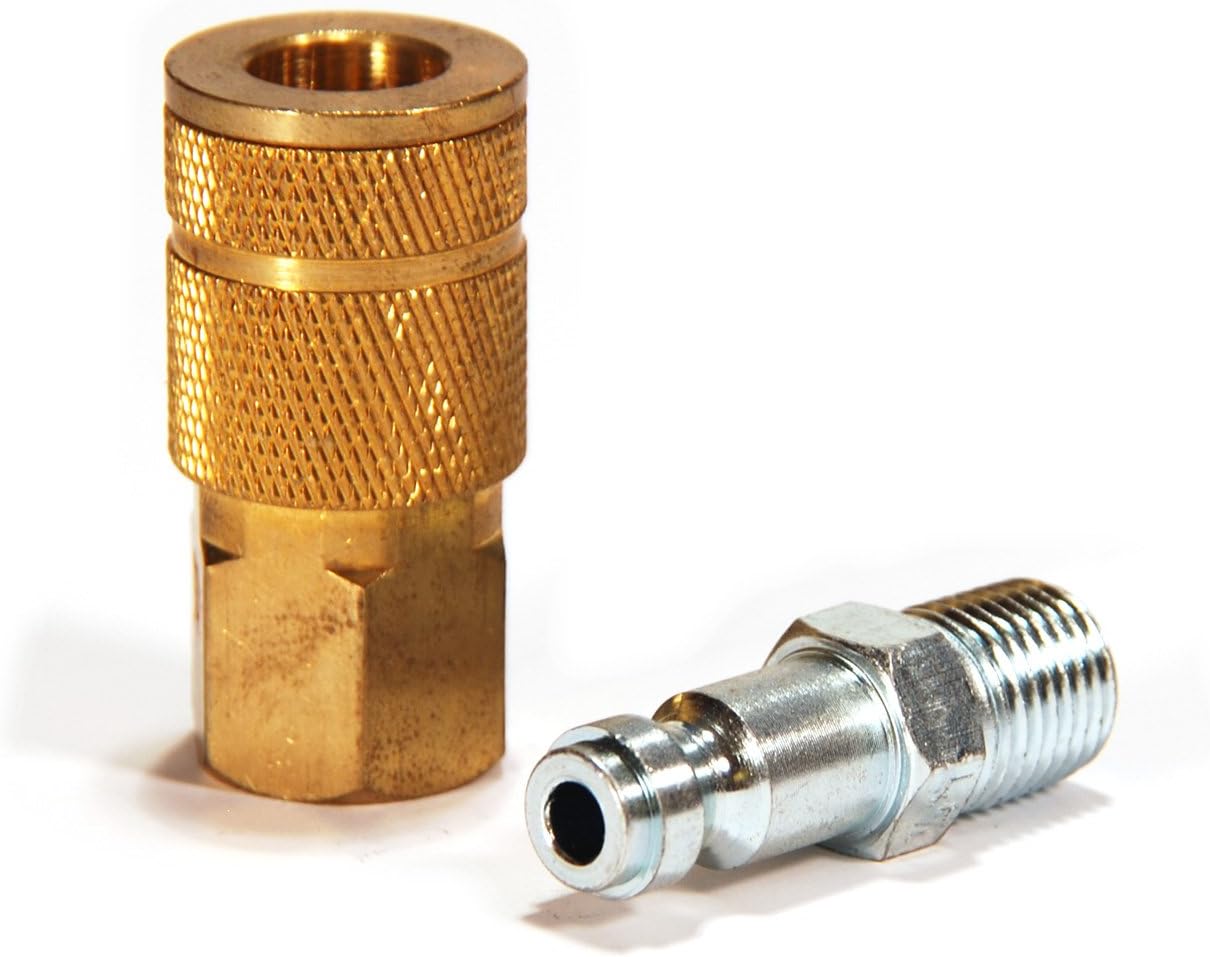 Primefit TK1001-2 1/4-Inch Automotive Brass Coupler Set with Male Plug, 2-Piece