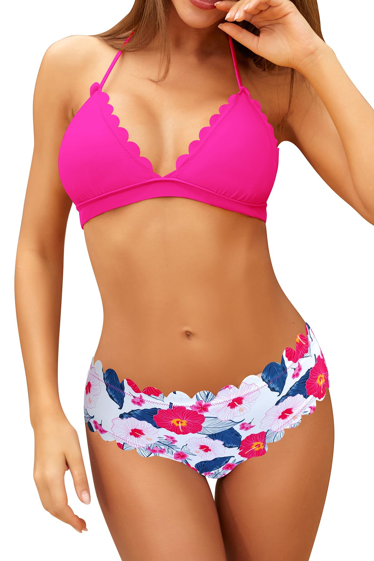 SHEKINI Damen Bikini Set - Triangle Bikini Mit Blum Produktbild-Vorschau 1