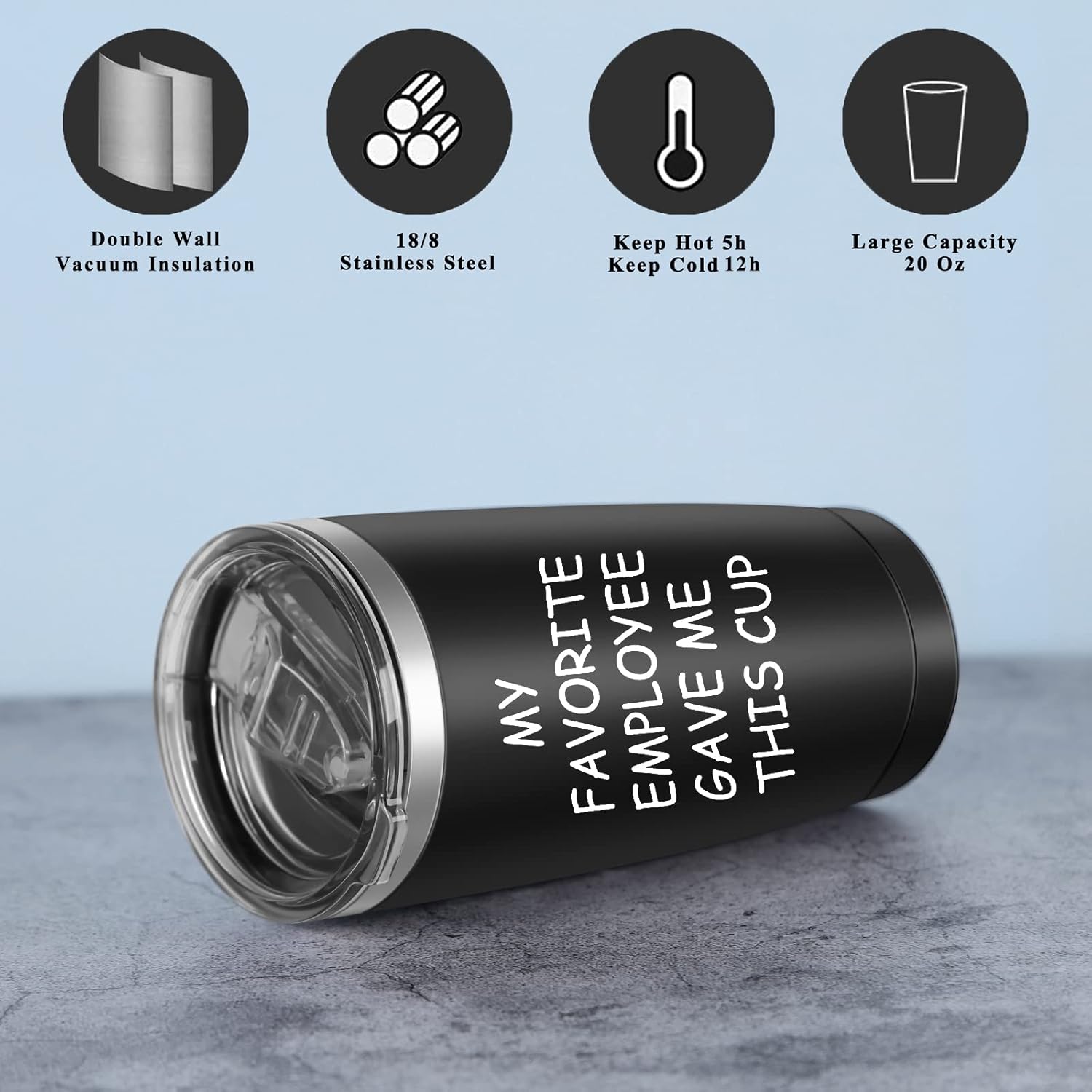 My Favorite Employee Gave Me This Cup Travel Tumbler, 20 Oz Insulated Stainless Steel Tumbler with Lid, Funny Bosses Day Birthday Gift for Men Boss Manager Director Supervisor Team Leader, Black - Image 4