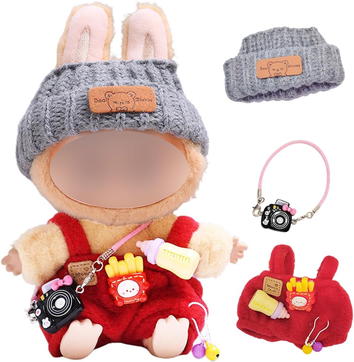 Fashion Ensemble,Clothes for Labubu ,4 Piece Sets Red Fashion Accessoriesfor Labubu Dolls Clothes.