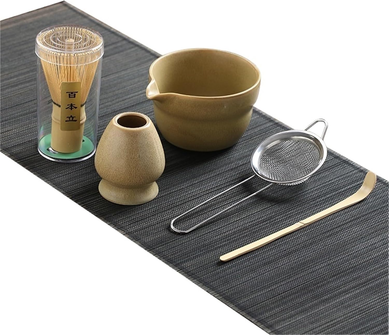 5pcs/set Matcha Set Handmade Home Matcha Bowl Bamboo Teaspoon Tea Set Tea Making Tool Accessories Ceremony Tea(5pcs-RD)