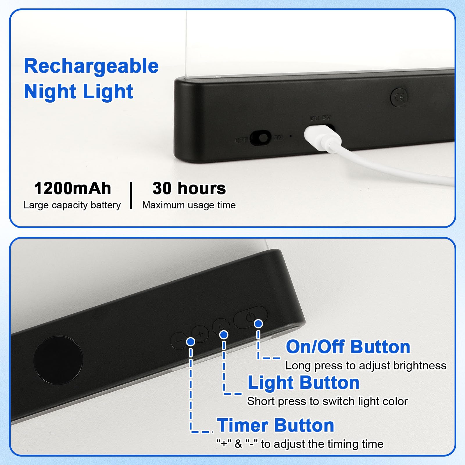 Intelligentes flaches Buchlicht, wiederaufladbar, klare LED-Leselampe mit 3 Farben und Timer, dimmbare Ganzseiten-Lampe, Leselichter für Bücher, Augenschutz für Kinder, zum Lesen bei Nacht im Bett