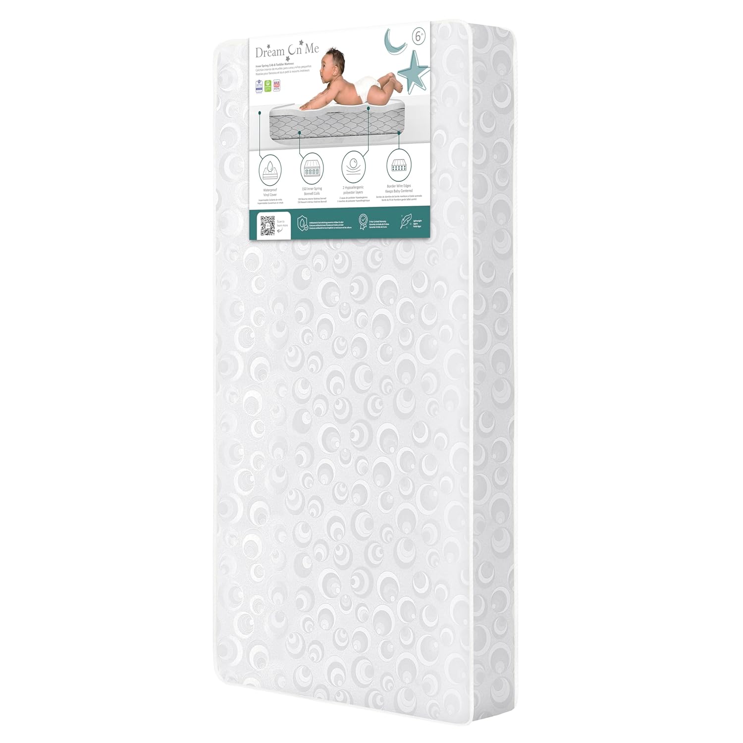 Dream On Me, Juniper 150 Ultra Coil Inner Spring Standard Crib & Toddler Bed Mattress I Waterproof I Green Guard Gold Certified I 10 Years Manufacture Warranty I Vinyl Cover I Made In The U.S.A, 52x28x7 Inch (Pack of 1)