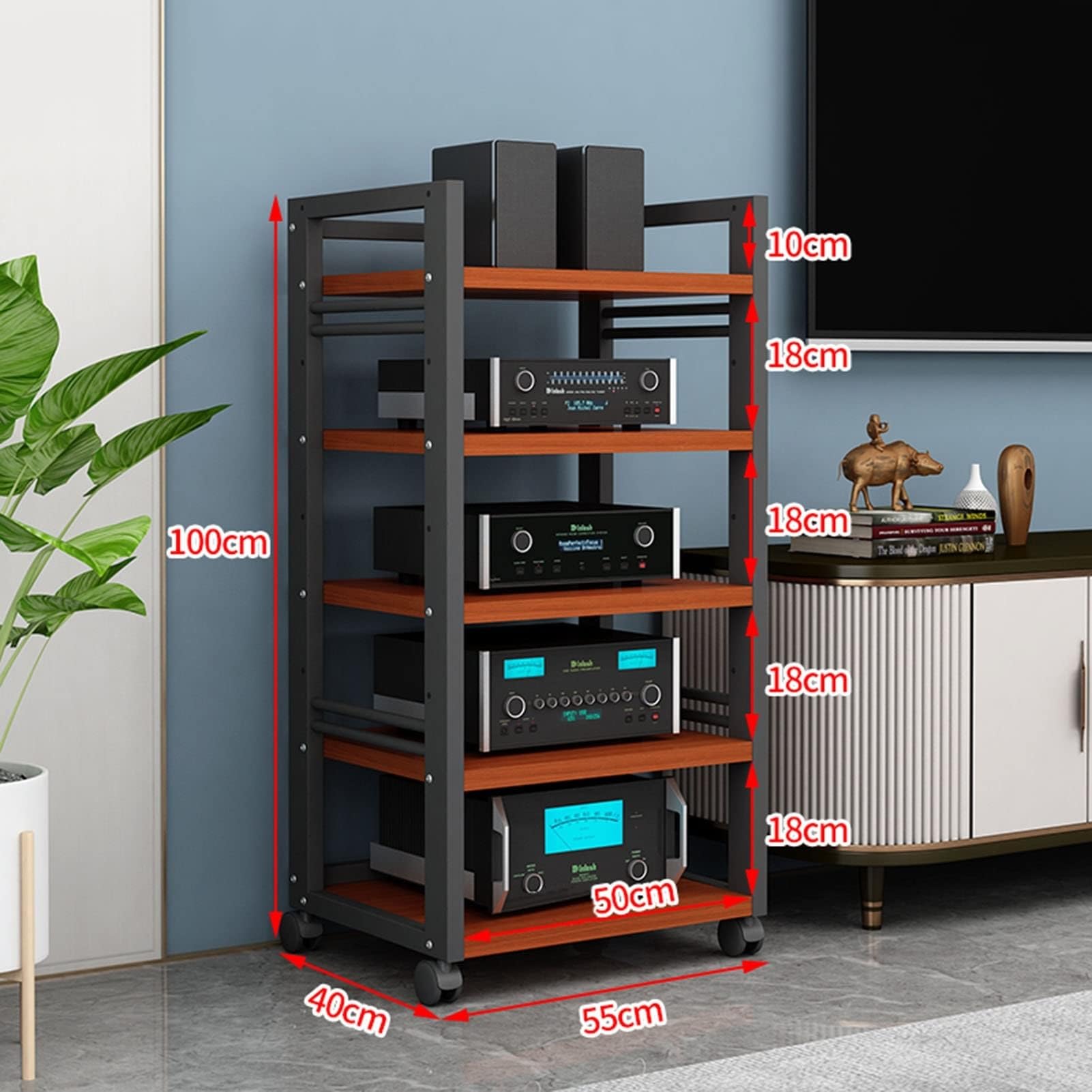 5 Poziomów AV Media Półka Narożna Drewniana Szafka Na Komponenty Stojak Stereo Wieża Audio Z Regulacją Wysokości Do Domu/biura/Audio Wideo/DJ/kina