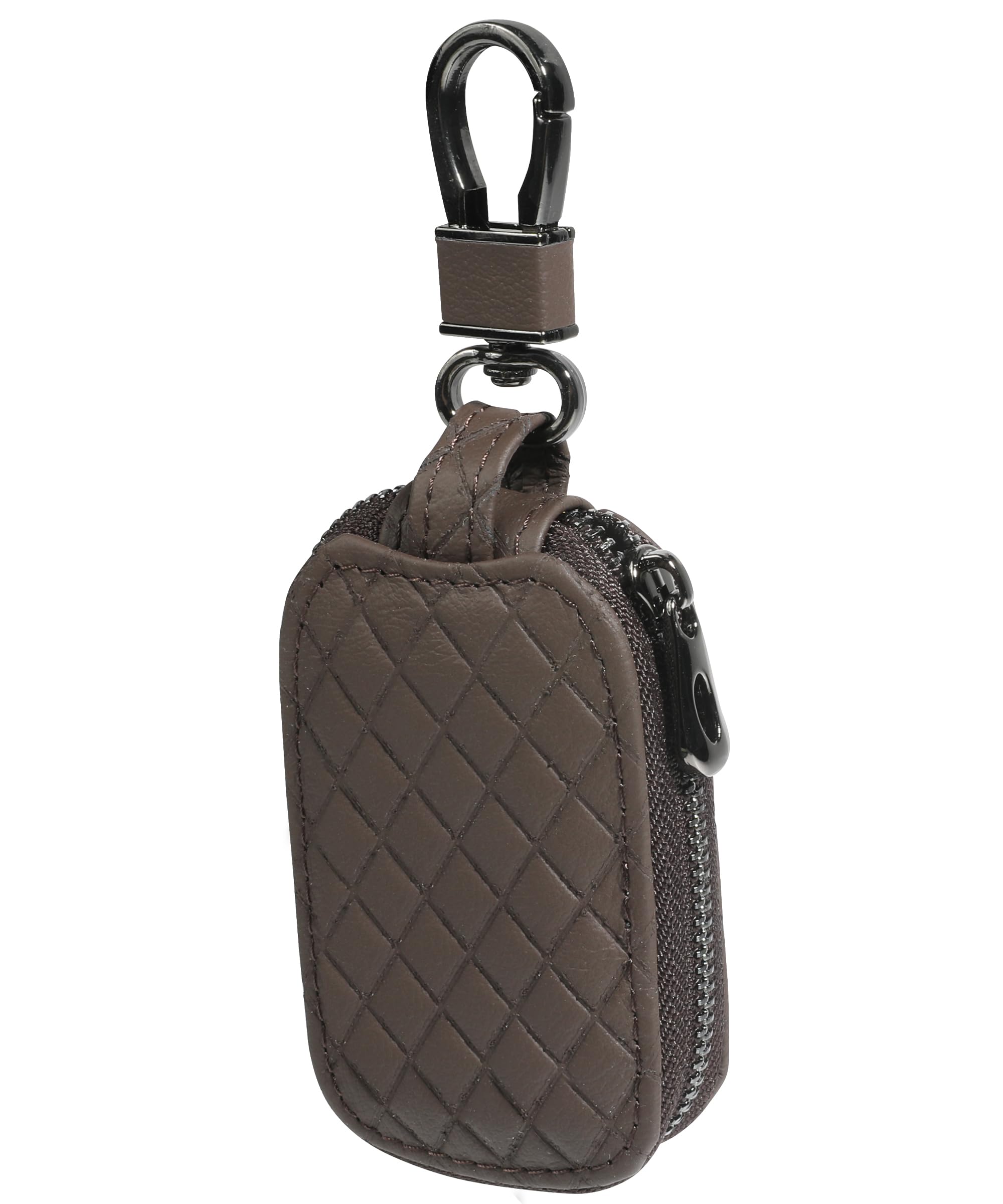 Car Key Case,Key Fob Holder,Key Fob Protector Case,Genuine Leather Car Key Holder,Car Accessories Auto Key Shell Remote Key Fob Cover,Smart Keychain Holder with Metal Hook (Coffee)