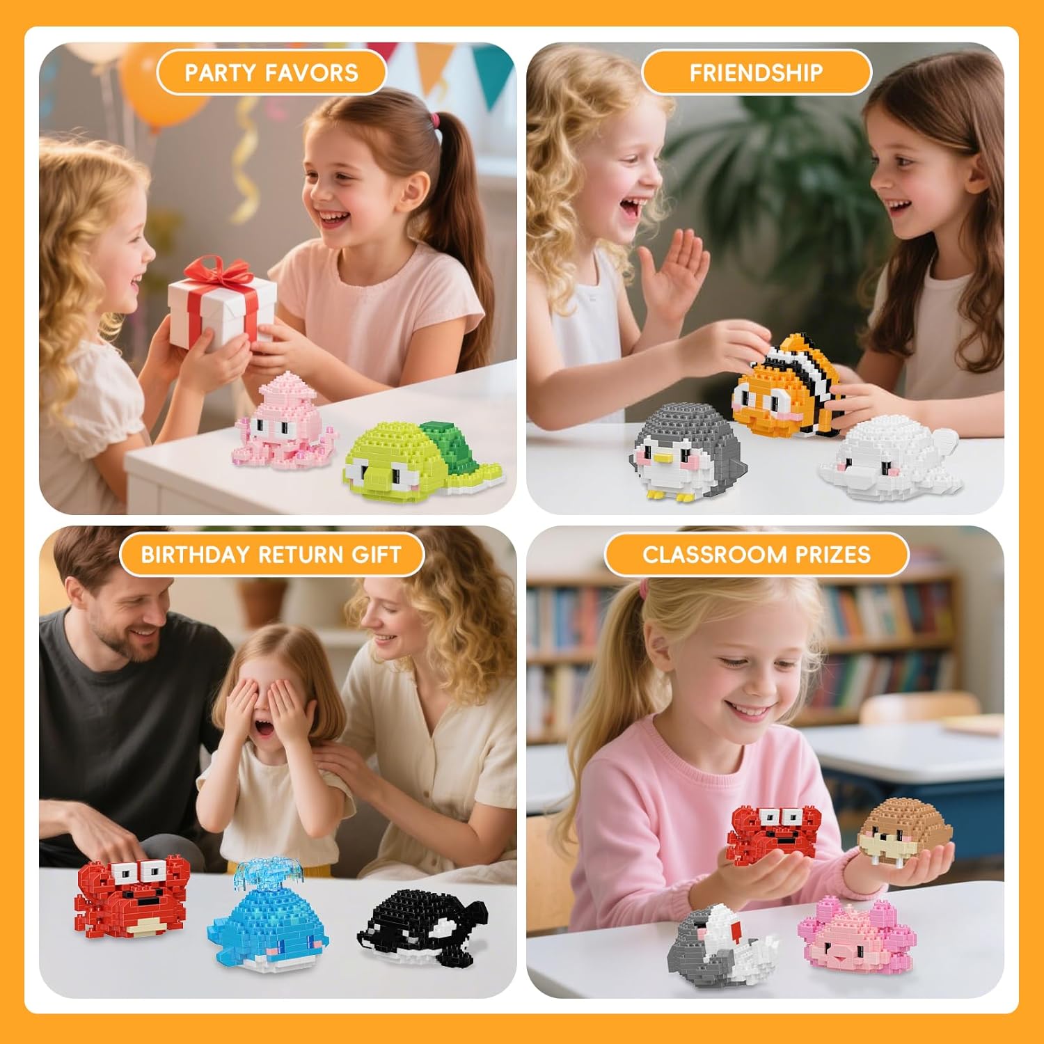 12 Pack Cute Ocean Sea Animal Mini Building Blocks Sets, 2642 PCS Micro Mini Building Bricks Toy for Adults, Party Favors for Teen Boys Girls 14+