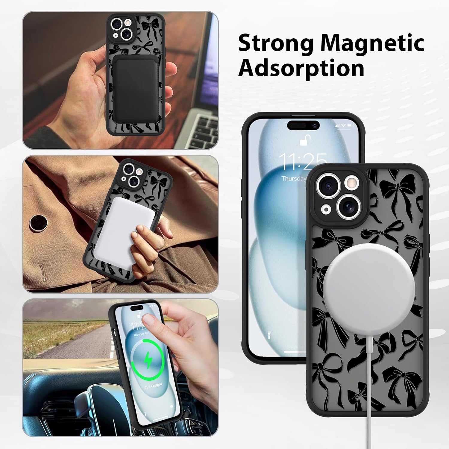 BITOBE Bow Case for iPhone 15 [Compatible with MagSafe] - Black image 5