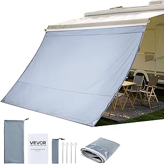 VEVOR Sonnenschutz (2 x 2,8 m) für Markisen (3 m), Markisen-Vorderwand mit UV50+ & Reißverschluss-PU-Bezug & Doppelt Genähtem Polyester-Netzgewebe, Regenschutz für Wohnmobil, Camping & Wohnwagen