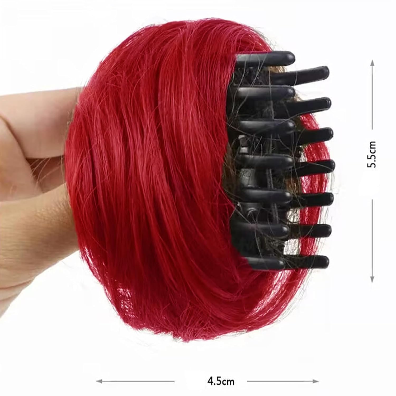 Space Bun Hairpieces Mini Claw Clip in Hair Bun Messy Cat Ears Hair Extension Donut Wig Accessory Straight Hair Scrunchies for Women(1PC Red)
