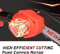 Vista 3 de Mini motosierra eléctrica inalámbrica de 6 pulgadas, motosierra portátil de mano con 2 baterías, sierras de cadena de alimentación recargables de 21