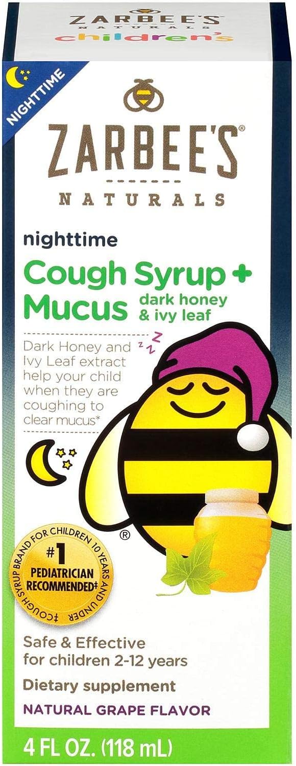 Zarbee's Child Natural Cough Syrup 3 Pack Day/Night Dk Honey Mucus Relief - 4 oz Each (12 oz Total)