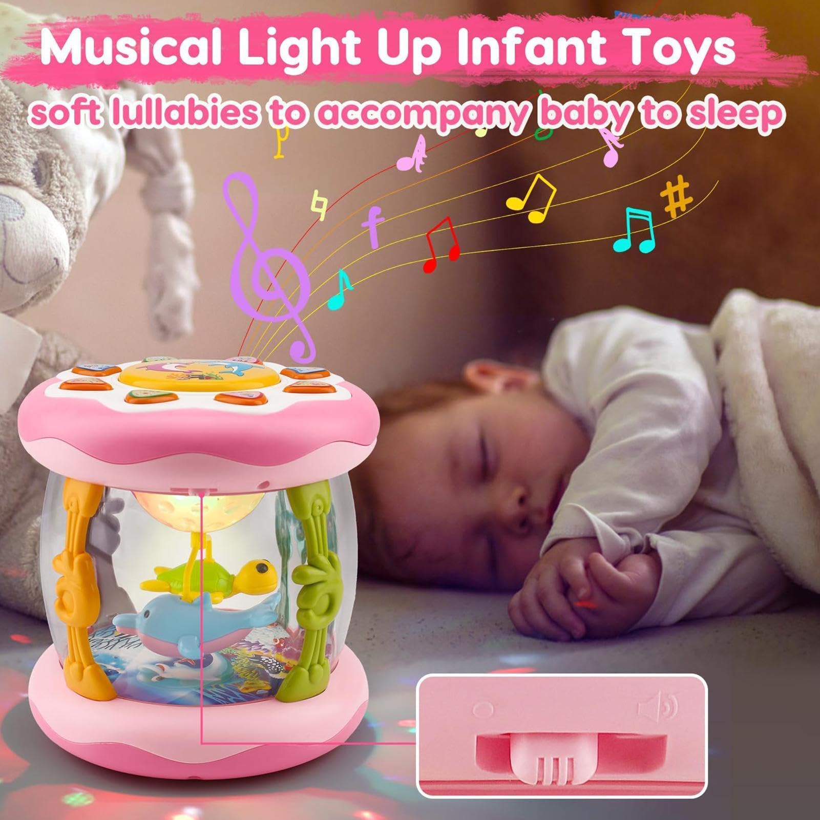 Generisch Juguete musical giratorio de 360 ° con luz de color