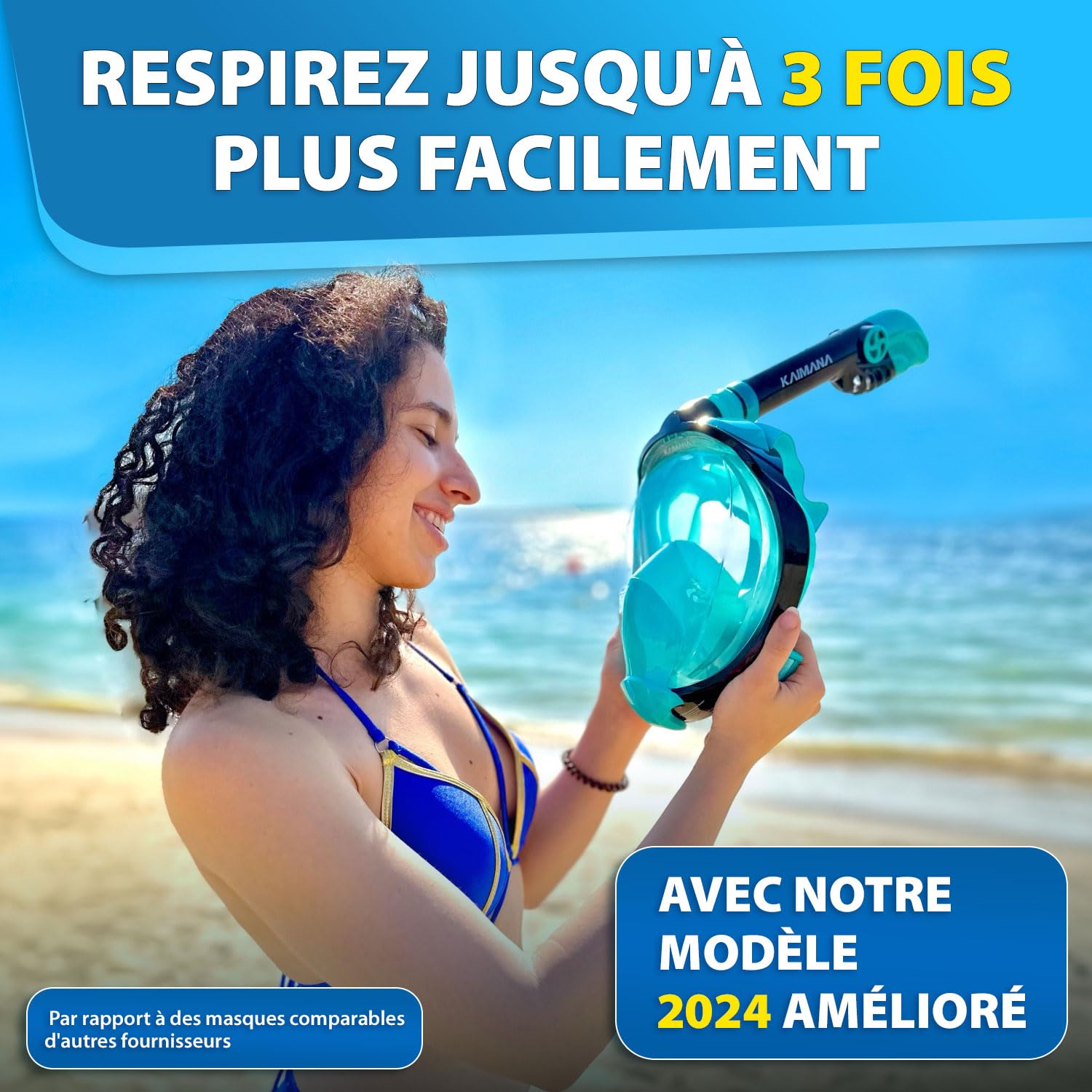 KAIMANA® Masque Plongée Adultes et Enfantes | Snorkeling Intégral Anti-Buée CO2 Safe | Tuba Adulte | Sac de Transport Inclus