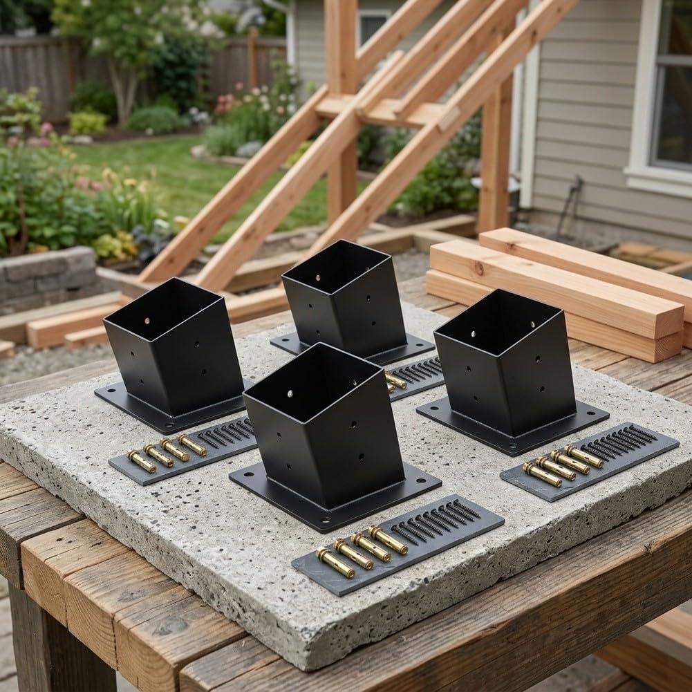 Staffe inclinate per pergola con montaggio a parete con hardware per gazebo da 10,2 x 10,2 cm