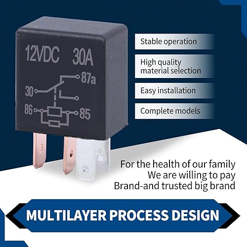 Miniatura 10 de Flygun 4 interruptores de relé de 5 pines para automóvil, relé multiusos de 12 V, enchufe de sistema de motor de automóvil de nailon, relé de 30 A