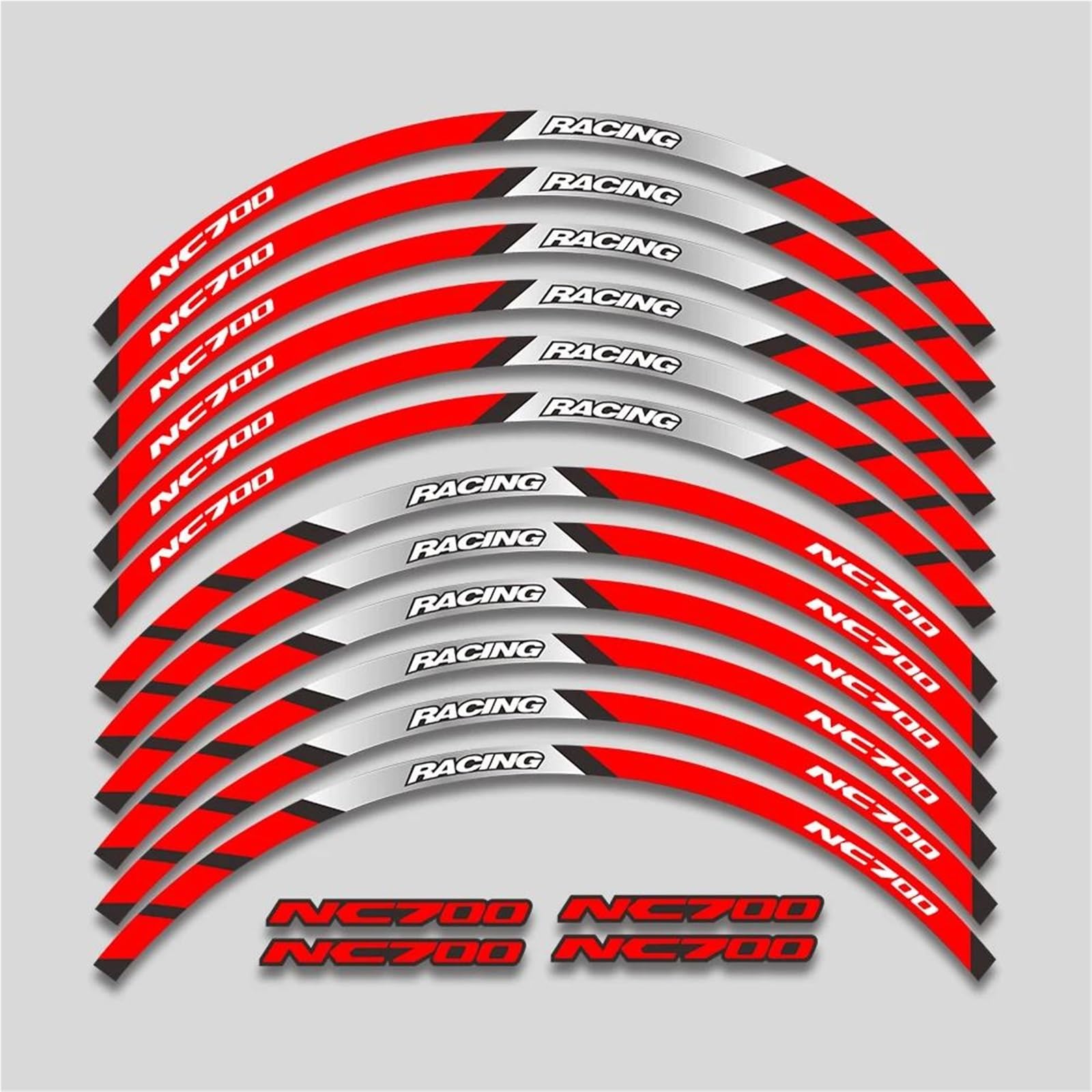 Autocollants réfléchissants jantes moto Honda NC700 protection rouge